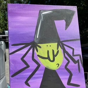 Original canvas witch painting